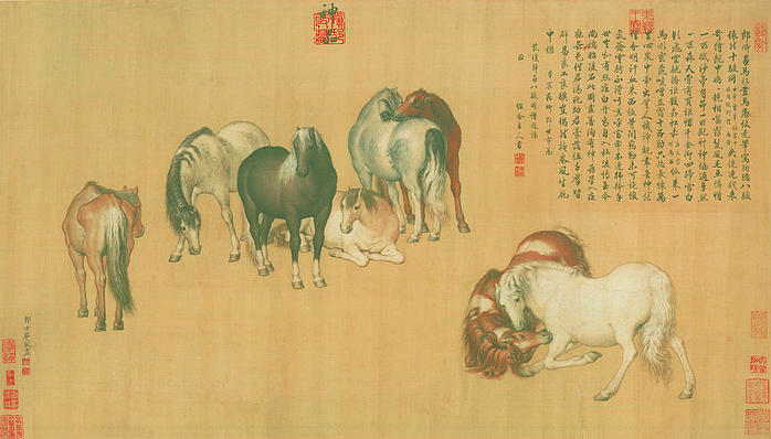 清 郎世宁 八骏图 (16587x9449px 300)