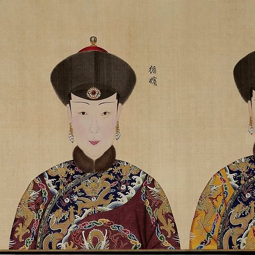 清 郎世宁 乾隆嫔妃肖像 绢本 (38872x3750px 300)