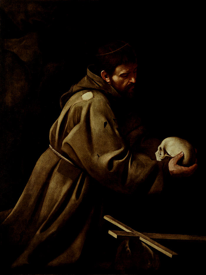 卡拉瓦乔 047 saint francis in prayer c 1606